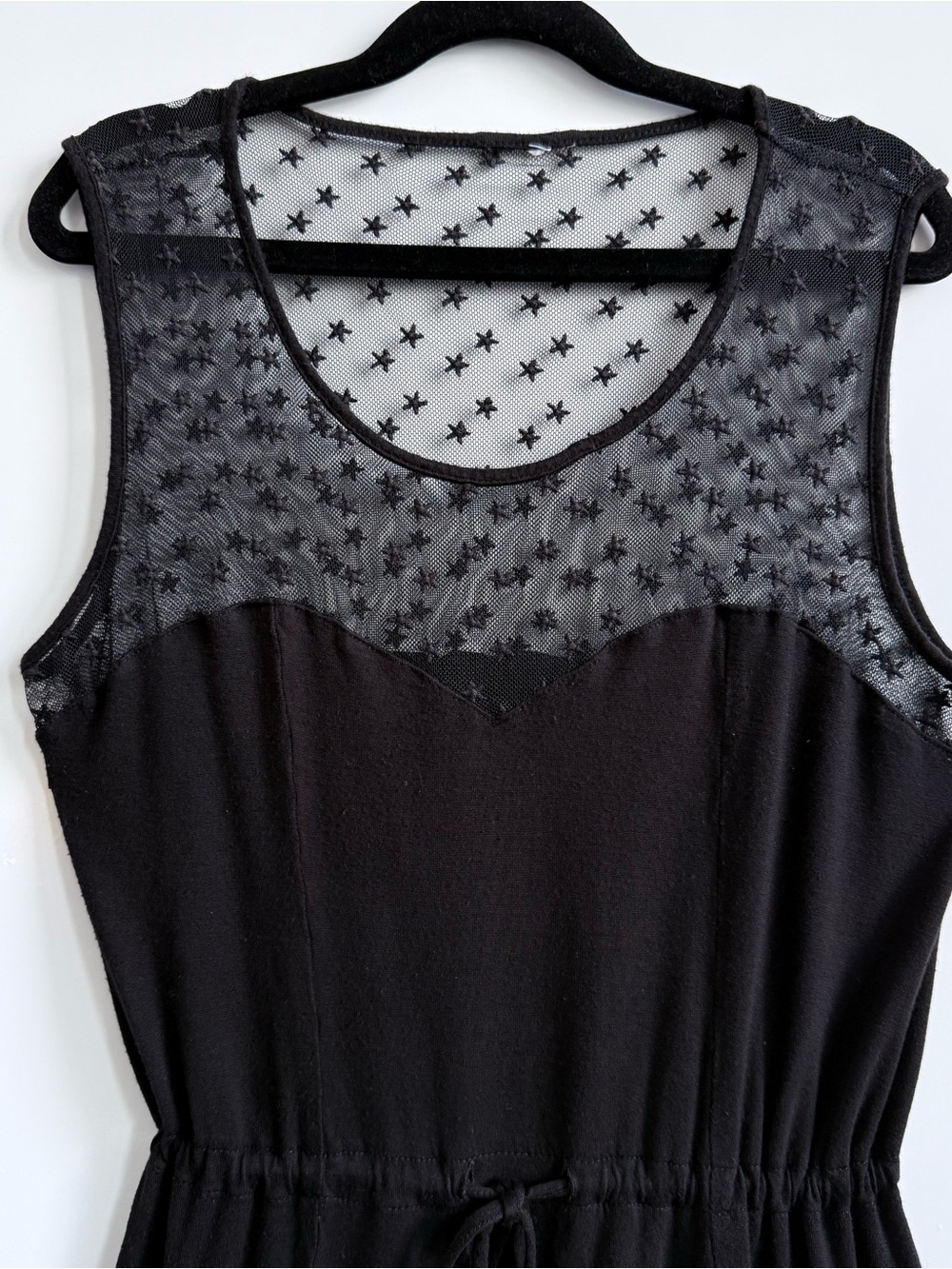 H&M Star Mesh Yoke Black Sleeveless Mini Dress